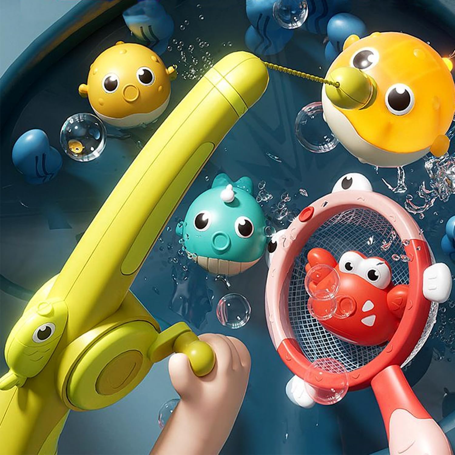

JUYEE Bath Toy Fishing Game for Kids Aged 3-5 Light-up Water Play Magnetic Pool Fishing Game Glow Birthday Gift Boys and Girls