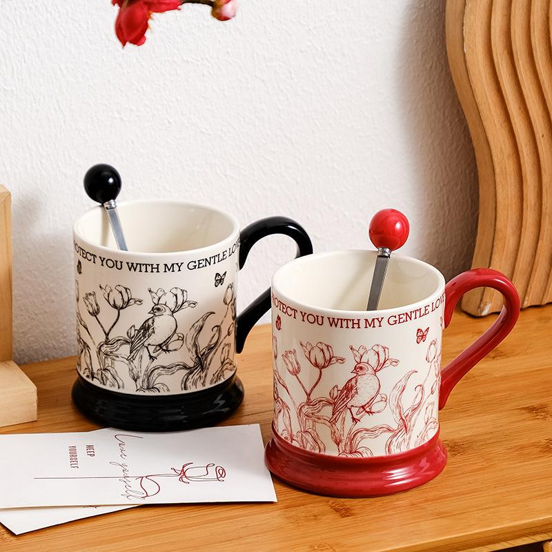 Retro Ceramic Mug Couple Cup Home Office Water Cup Coffee Cup Girls Gift Holiday Souvenir