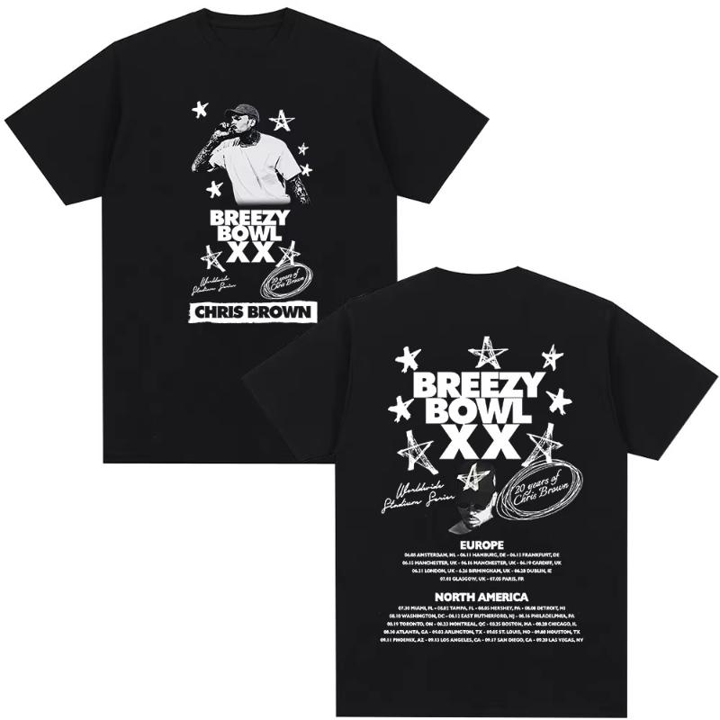

Rapper Chris Brown Tshirt Breezy Bowl XX Tour 2025 TShirts Unisex Women Harajuku ONeck Short Sleeve T Shirt Streetwear Fans Gift S