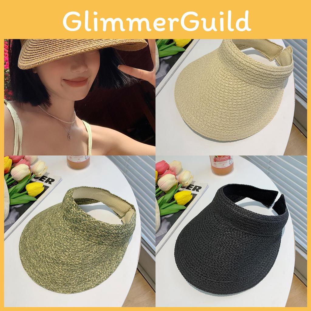 Women Summer Straw Woven Sun Hat With Big Brim And Uv Shield For Beach Outdoor