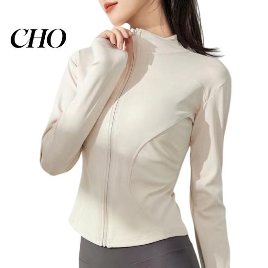 Stand-up Collar Jacket Women Long Sleeve Workout Tops Quick Dry Full Zip Crop Yoga Athletic Slim Sweat-wicking Wear Fit Shirts Sportwear with