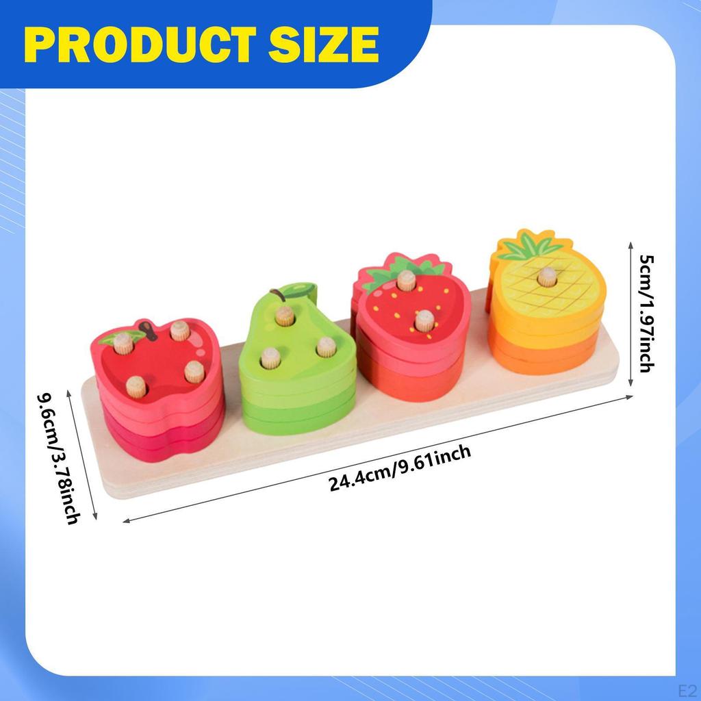 Fruit Wooden Sorting Stacking Toy,Puzzles Educational Sensory Shape Sorter Color Recognition