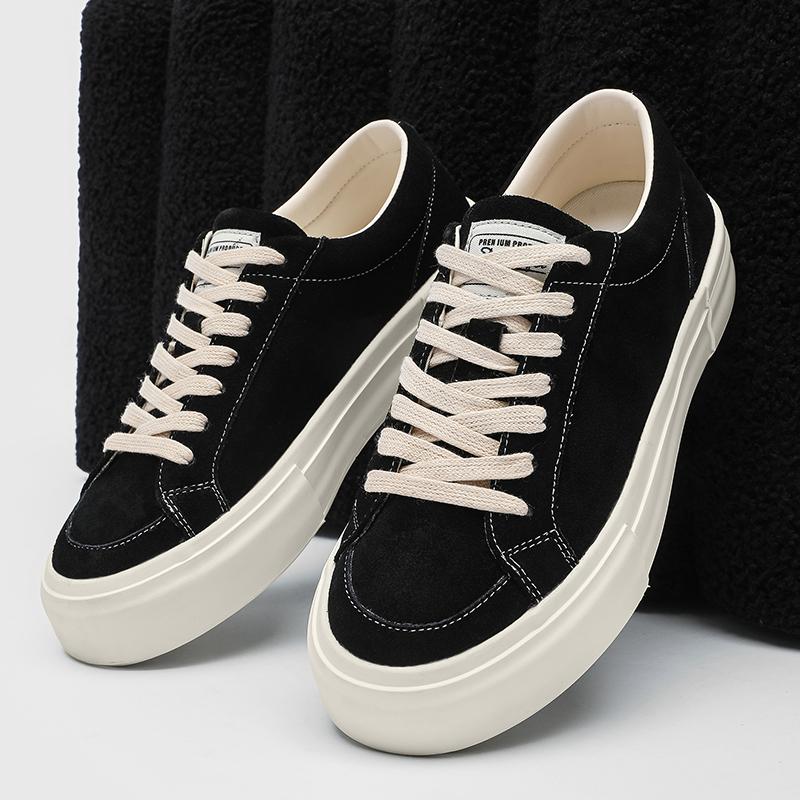 Fashion Brand Genuine Leather Mens Sneakers Trend Casual Leather Outdoor Walking Board Shoes Fashion Lace-Up Non-slip Vulcanized Shoes