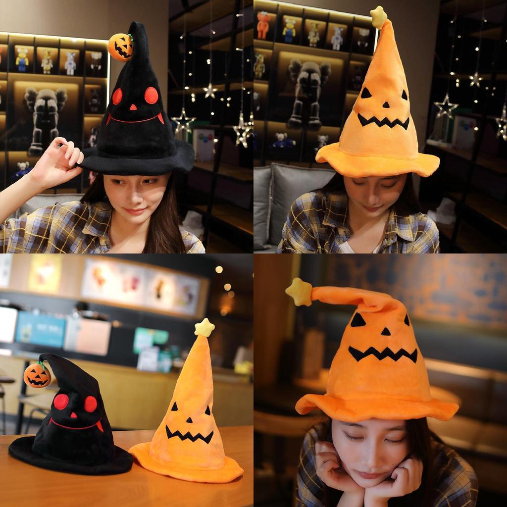 Měkký a mazlivý plyšový klobouk elfí dýně, ideální pro halloweenskou dekoraci a útulný čas na hraní