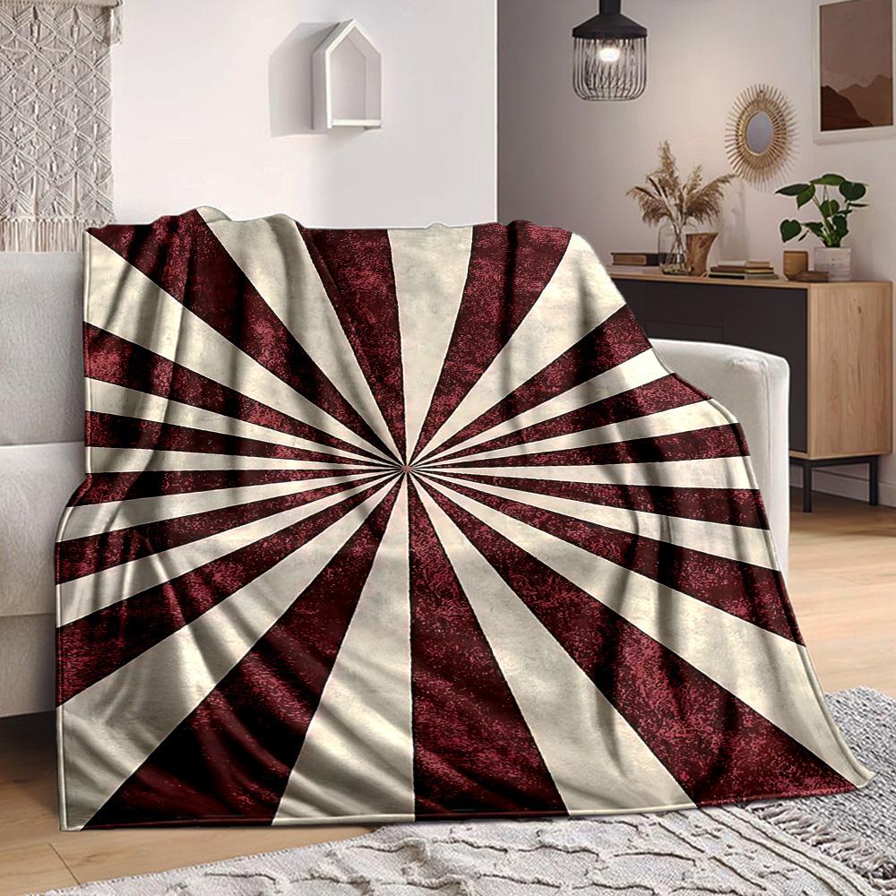 1pc Sunburst Stripes Blanket, Lightweight Flannel Throw Blanket for Sofa, Bed, Travel, Camping, Living Room, Office, Couch, Chair, and Bed