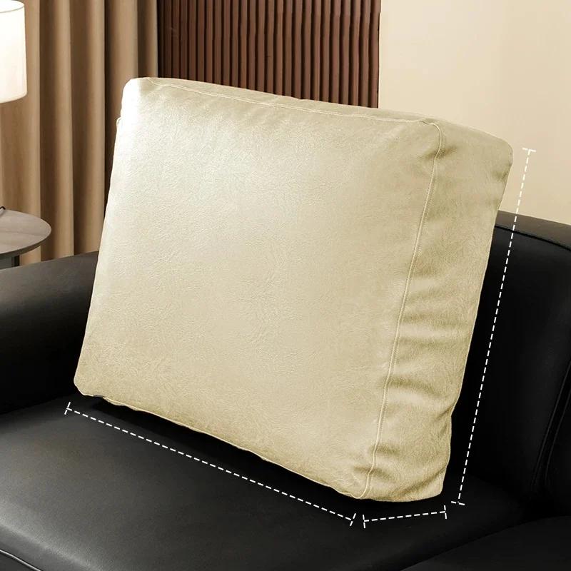 Luxuriou Faux Leather Sofa Back Cushion Cover Rectangular Soft Backrest Lumbar Pillowcase Waterproof Bed Pillowcase Home Decor