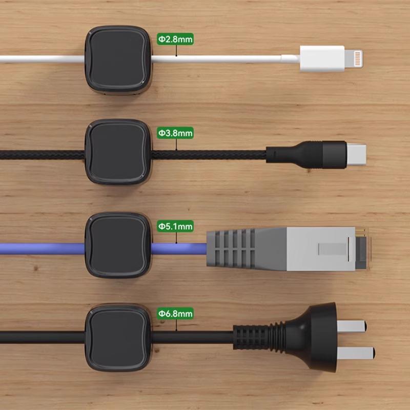 Magnetic Cable Organizer and Wall-Mounted Charging Clips for Phone and Data Cables