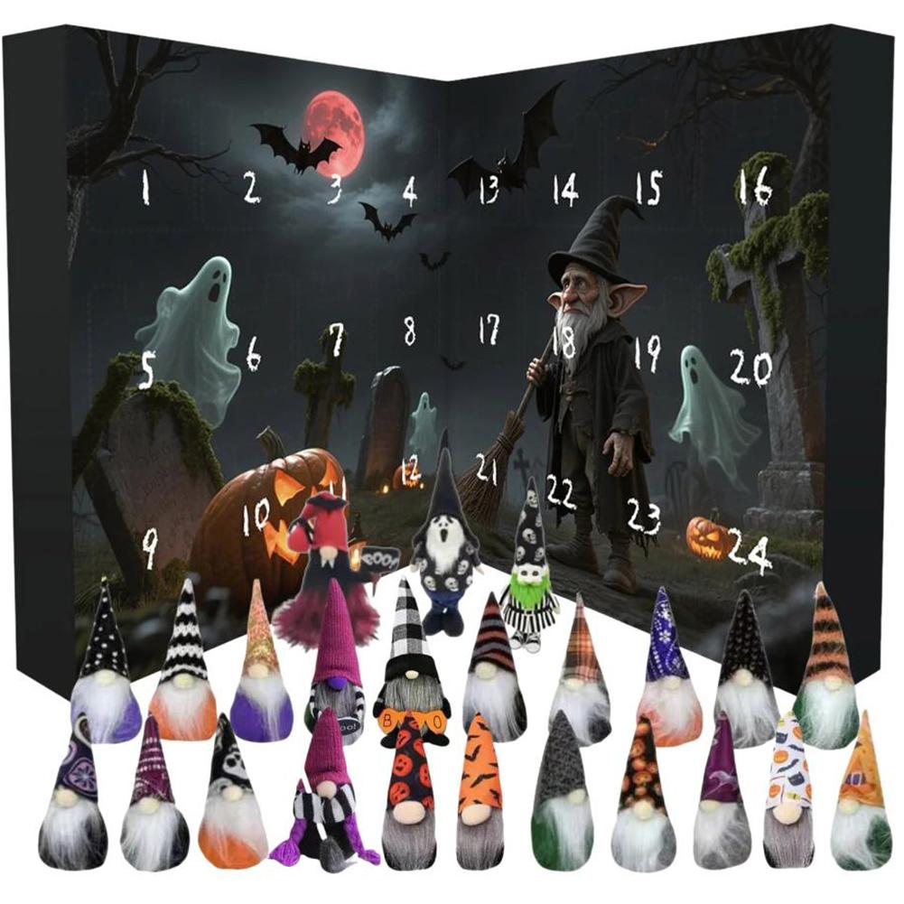

2025 Halloween Advent Calendar with 31/24 Collectible Figures Gnome Advent Surprise Countdown Calendar Halloweens Decor & Gifts 24 dwarves