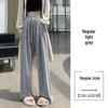 Unisex High-Waisted Thickened Gray Wide-Leg Fleece Pants - Casual Floor-Length Winter Wear