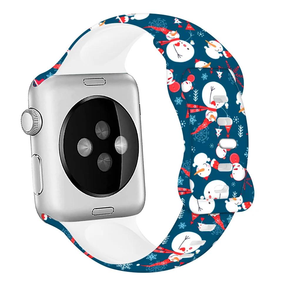 Christmas Silicone Strap For Apple Watch Ultra 49mm 10 9 8 7 45mm 41mm 42mm 46mm Bracelet Wristband iWatch 6 5 4 SE 44mm Correa