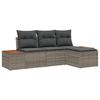 VidaXL Ensemble de Canapé de Jardin 4 Pièces avec Coussins Gris Rattan Poly Acacia 3348060