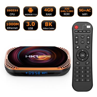 HK1 RBOX X4 Android 11.0 Smart TV Box UHD 4K Media Player Amlogic S905X4 H.265 VP9 8K Decoding