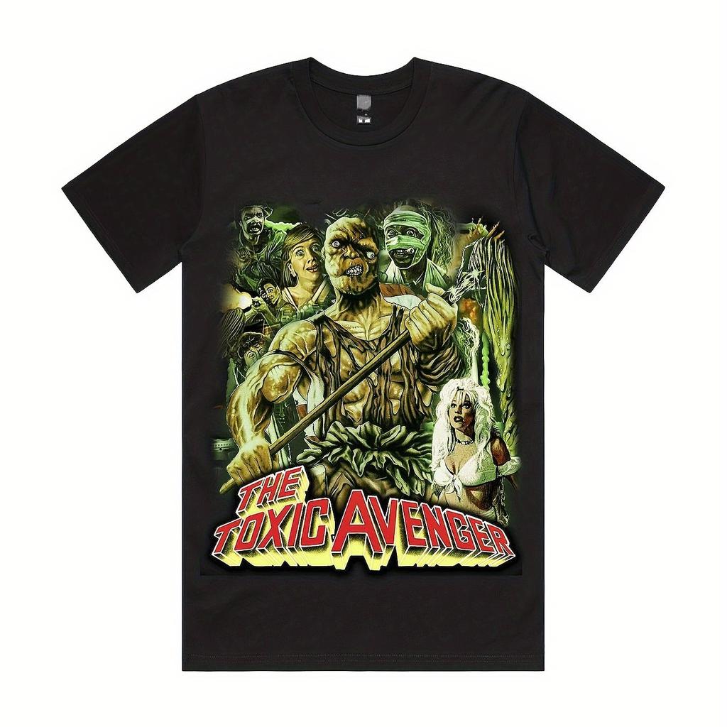 Avengers Movie Pattern Tshirt Toxic Avengers and Bold Black Pure Cotton Breathable Unisexs Casual