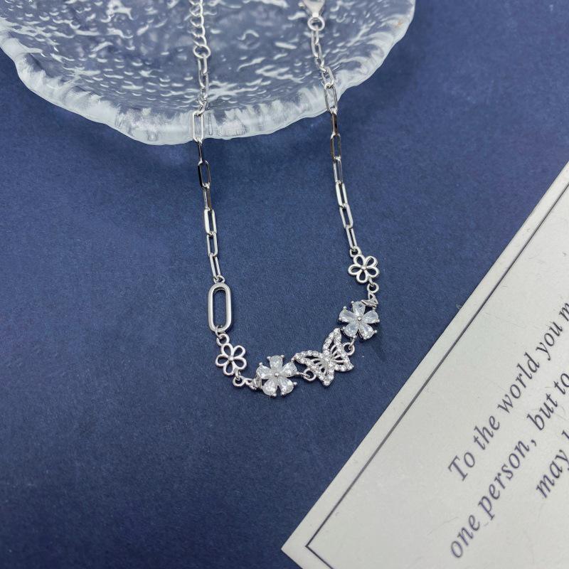 S925 Sterling Silver Butterfly & Flower Bracelet - Elegant Light Luxury & Stylish Personal Touch