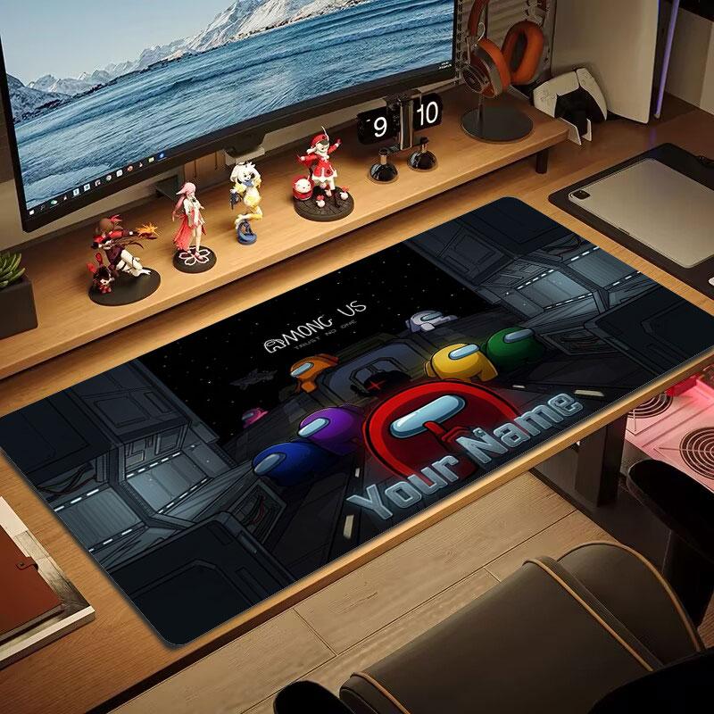 Among Us Custom Name Large Size Mouse Pad Large Gaming Table Cushion Non-slip Laptop Tablet Big Mousepad XXL Mat Mini PC Playmat With Lock edge