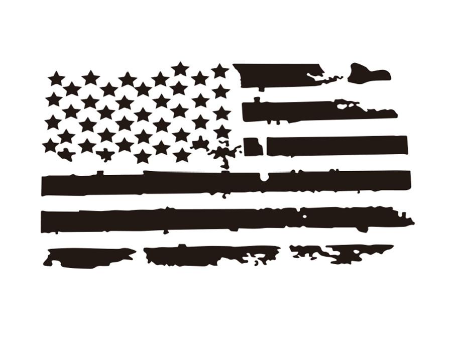 1PC DIY Black USA Flag Car Hood Decal Decor Sticker Waterproof For Jeep Wrangler
