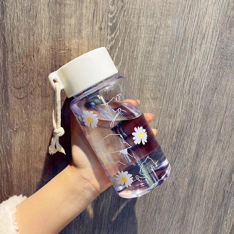 500ml Plastic Transparent  Water Bottle BPA Free Portable Outdoor Sports Cup Mug Student with Rope