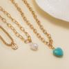 Accessories, Simple Ethnic Baroque Imitation Pearl Necklace Women, Versatile Heart-Shaped Turquoise Chain Necklace