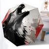 1pc Wolf Howl Automatic Open/Close Umbrella with One-Touch Button, Compact Folding Canopy, Sturdy 8-Rib Windproof Design S07