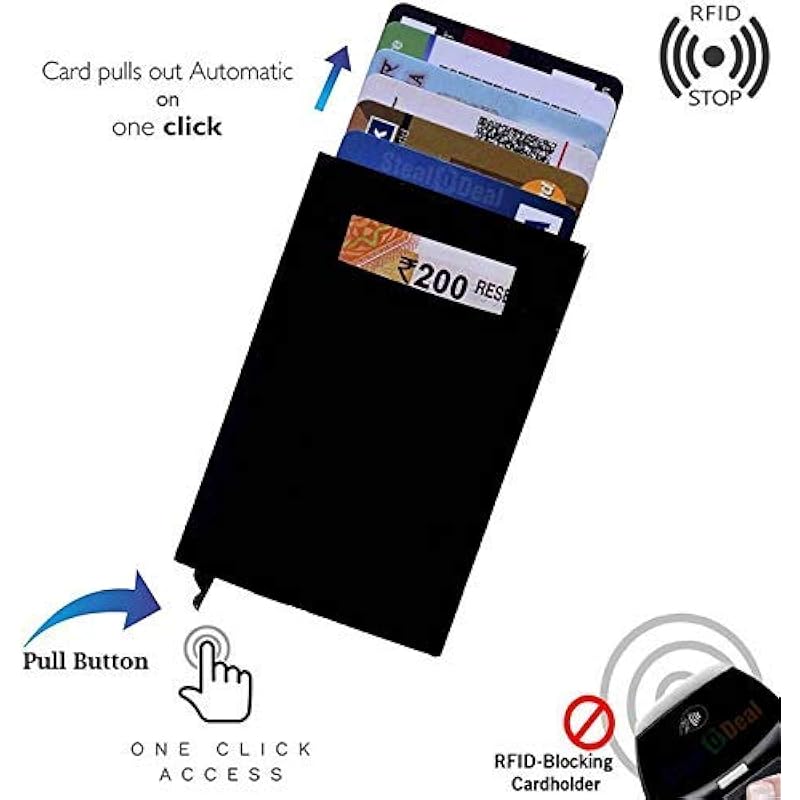 Stealodeal Black Aluminium Pop Up With Jacket Atm/Credit/Debit For Men & Women Card Holder чёрный