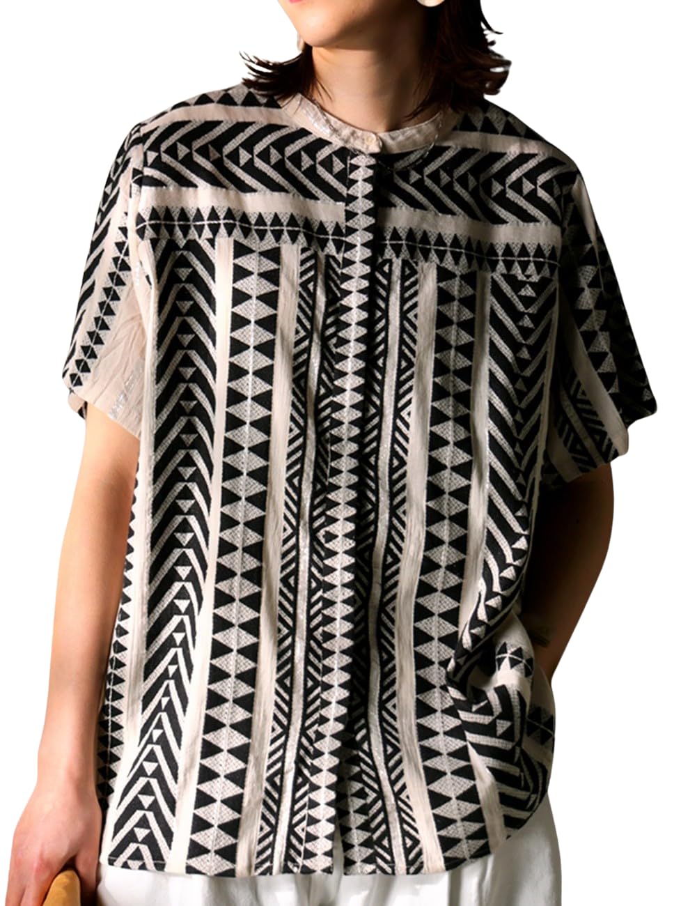 

Antiqua Indian Cotton Jacquard Regular Natural Women s Shirt, IYA-00012, (S-L), 01,