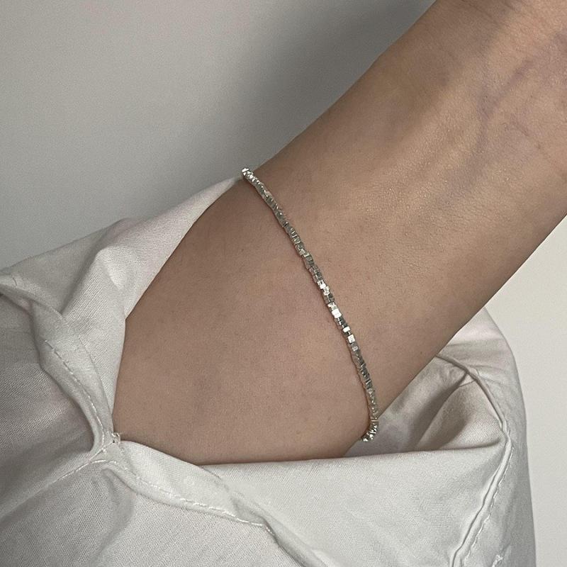 Elegant Geometric Crushed Silver Heart Bracelet - Trendy Layered Women s Wristband Jewelry