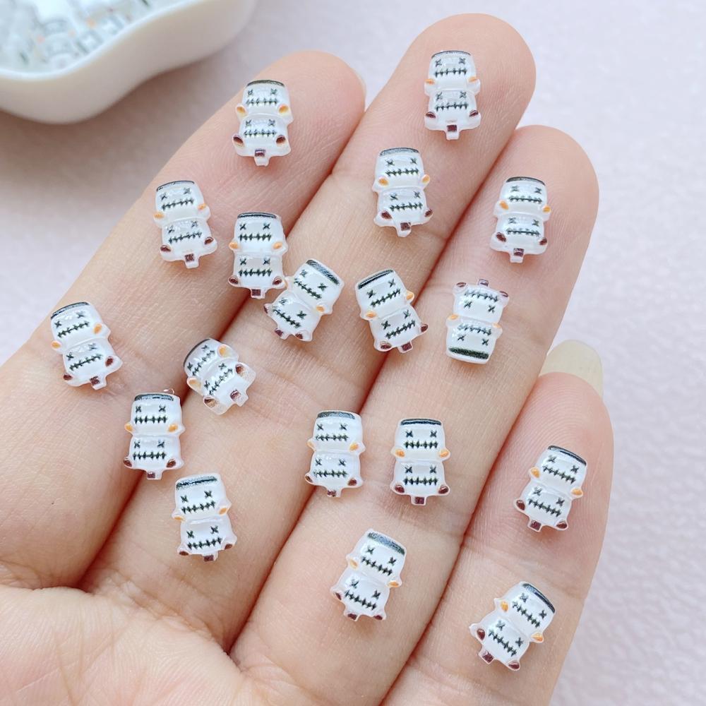 100PCS Halloween 3D Nail Art Decoration Charms Supplies Kawaii Cartoon Halloween Series Accessories Resin Parts Manicure Decor