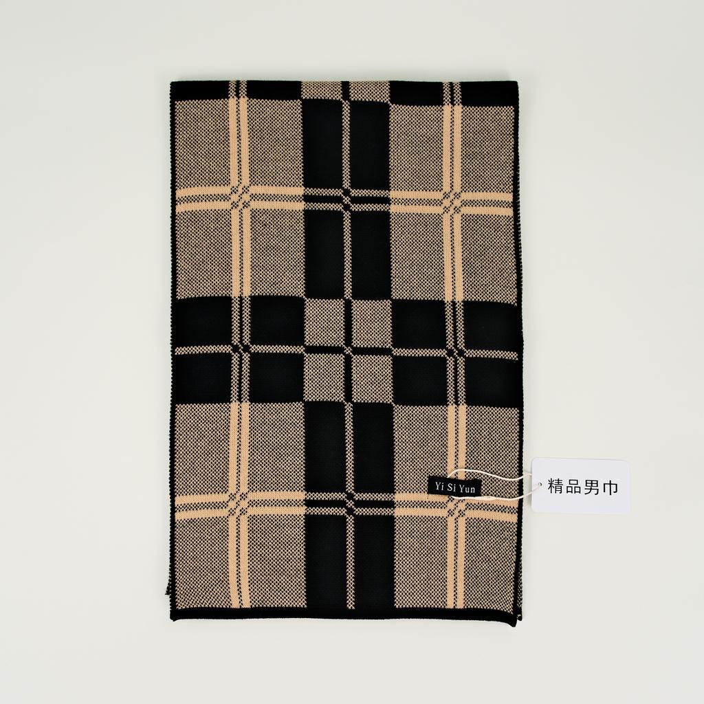 Men's Classic Winter Scarf Cashmere Feel Winter Scarves Long Formal Soft Scarf for Men Casual Scarves Luxuriously Plaid Scarf