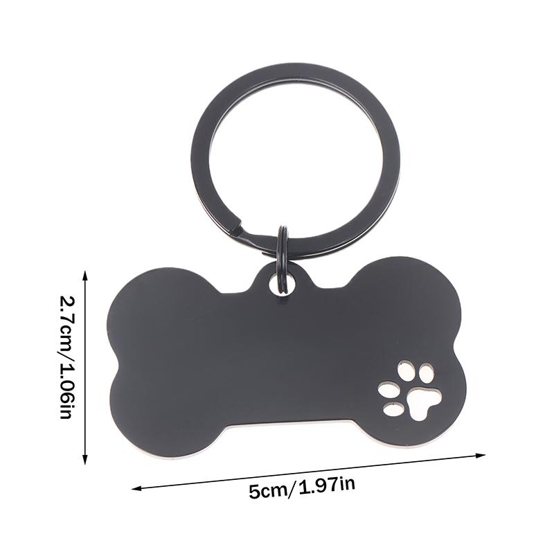 1Pc Abstract Dog Footprint Keychain Name And Text Tags Cat Dog Id Tag Name With Cute Symbols Bone Shaped Pet Nameplate