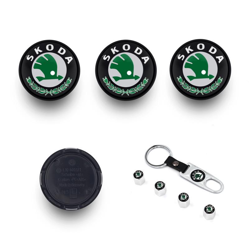 Compatible 56MM Wheel Hub Caps for Skoda: Rapid, Kamiq, Karoq, Superb - Center Logo Caps