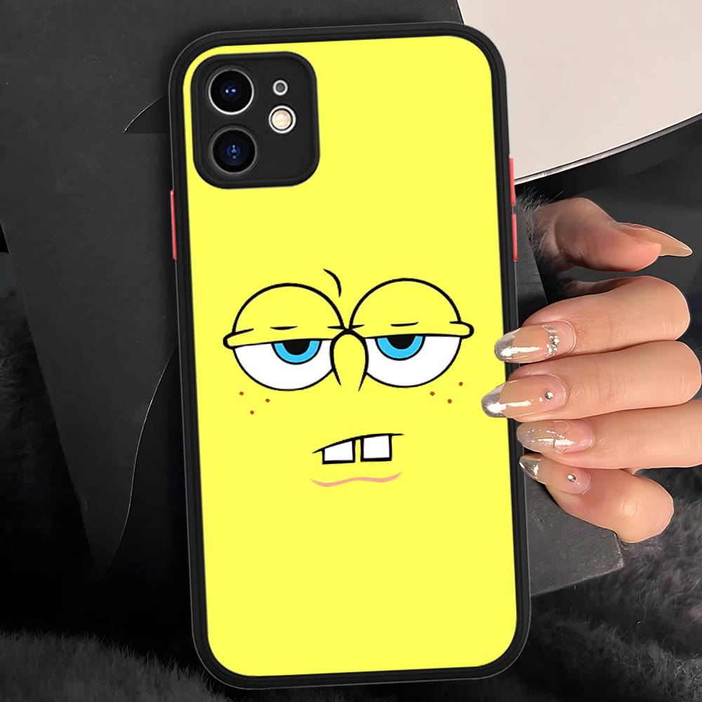 

Classic Cartoon S-spongebobS Phone Cases For IPhone 16 15 14 Plus 13 12 11 Pro Max Matte Oft Bumper Phone Cover iphone 16pro max