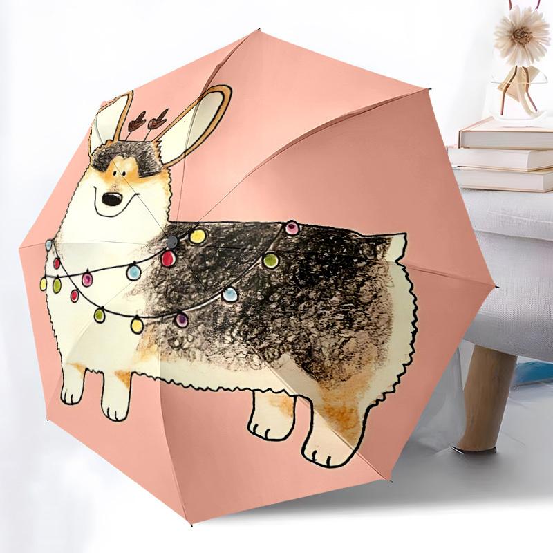 

1pc Corgi Lights Automatic Folding Umbrella - 8-Rib Durable Iron Frame, Compact Portable for Daily Travel yy251205027