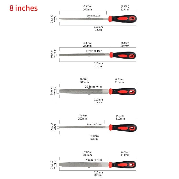 5 Stück 6/8/10/12 Zoll Hochleistungs-Kohlenstoffstahl-Feilenkollektion für Holz-Metallbearbeitung Sortiment Handwerk und Formgebung