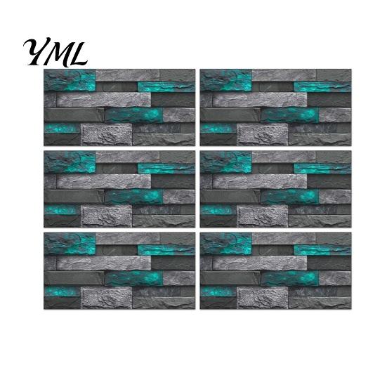 Modern Industrial Wall Decor 6Pcs Vintage Faux Stone Self?Adhesive Tiles, Waterproof Oil?Proof Backsplash Stain-resistant Covering Sticker, Peel &
