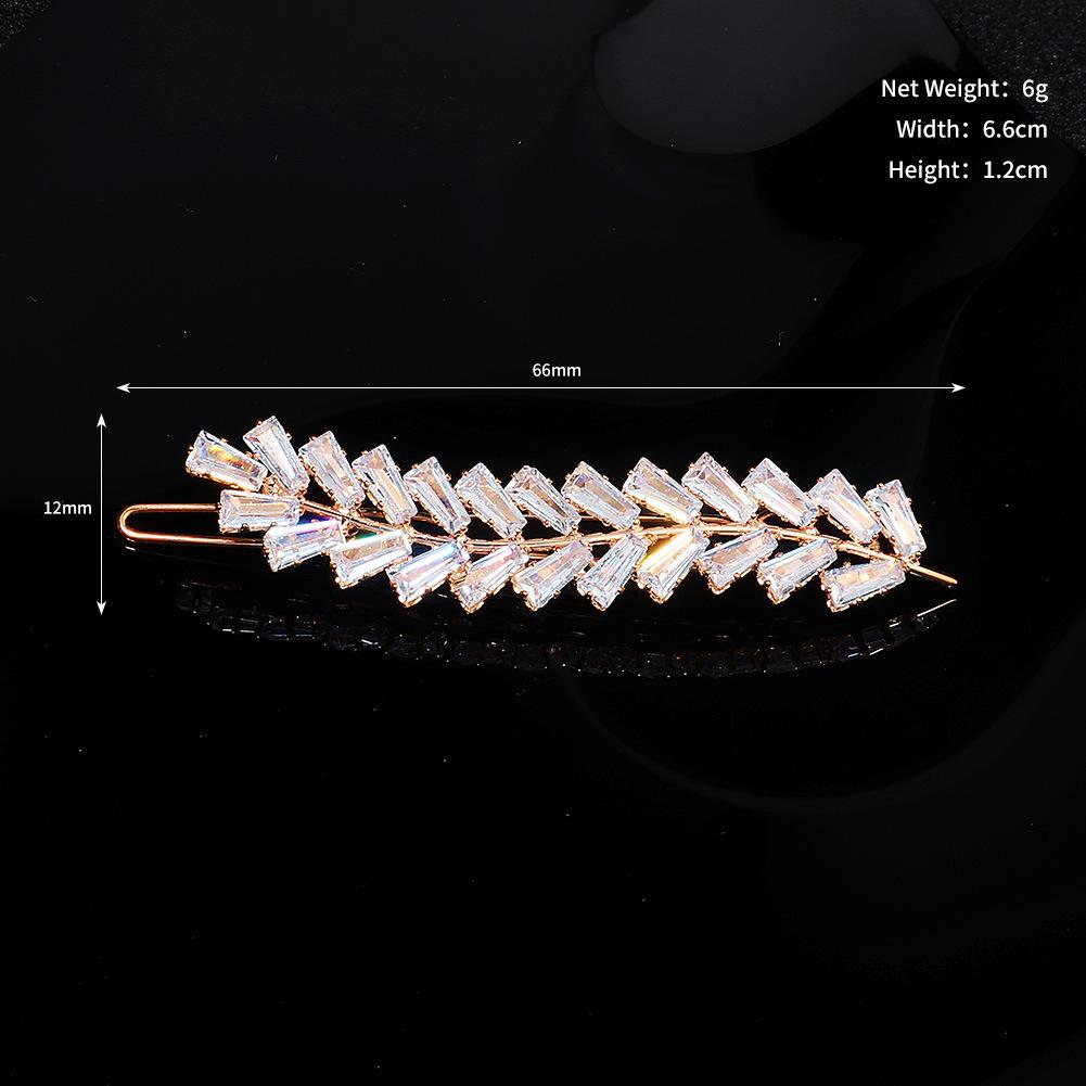 Fashion Barrette Cubic Zirconia Leaf Hair Clips for Women Accessories Bridal Wedding Hair Jewelry Party Bride Headpiece