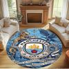 Manchester City FC Print Round Rug, Washable Floor Carpet, For Entryway Dorm Laundry Room Office Study, Home Decor Birthday Christmas Gift