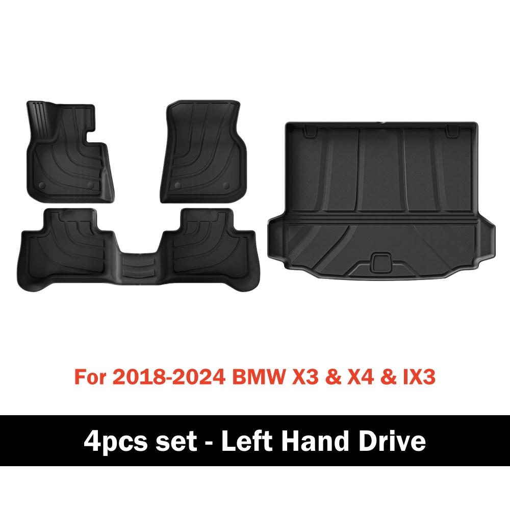3D TPE Floor Mats For BMW X3 & X4 & IX3 2018-2025 Trunk Cargo Liner All Weather Floor Liner 2nd Row Seatback Protecter Mat