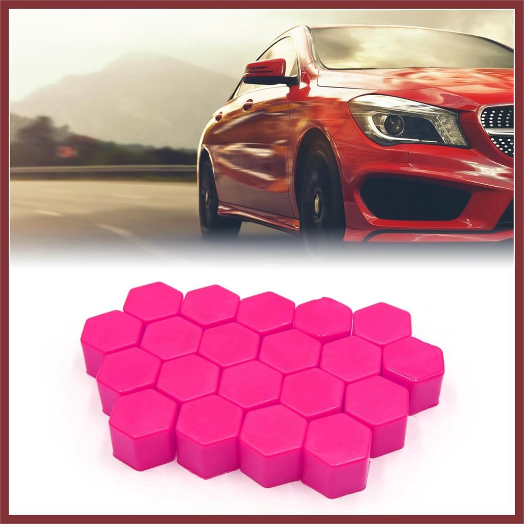 20 Pcs 19mm Pink Silicone Luminous Car Wheel Tyre Hub Screw Bolt Nut Cap Covers Replace Parts