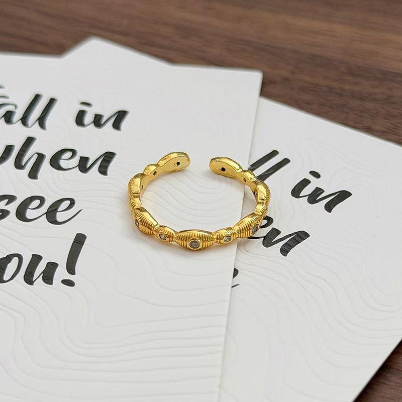 Medieval Vintage Simple Plain Ring Narrow Version French Retro Brushed Ring Irregular Geometric Personality Ring Woman