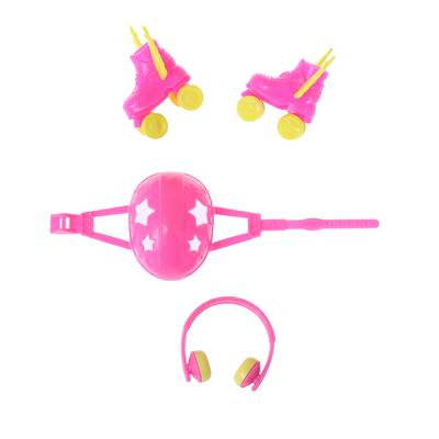 4Pcs Dekorative Rollschuh Phantasie Puppe Schuhe Headset Helm Für Kinder