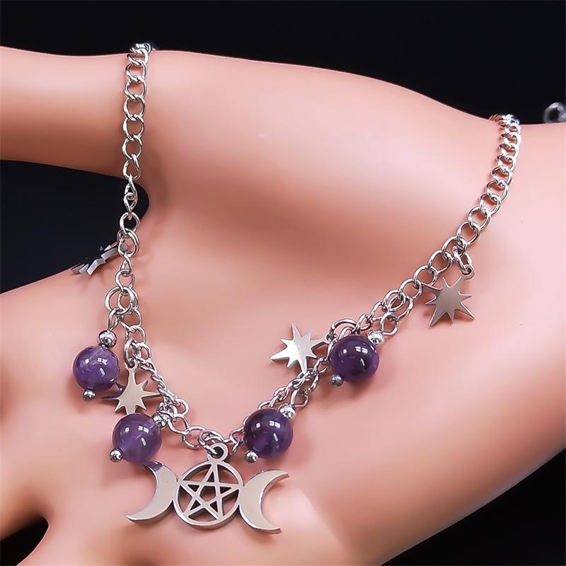 Witch Triple Moon Goddess Pentagram Necklace Women's Jewelry Accessories