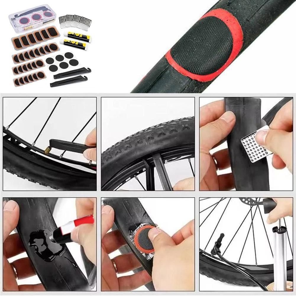 Outdoors Ride Bike Repair Kit With Portable Storagebox- Puncture Patches Bicycle Cycle Inner Tube Puncture Tyre Patch Glue Tool
