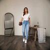 Source Women's Jeans, Light Blue Washed Slim-fitting Straight Nine-point Pants Wholesale In Summer