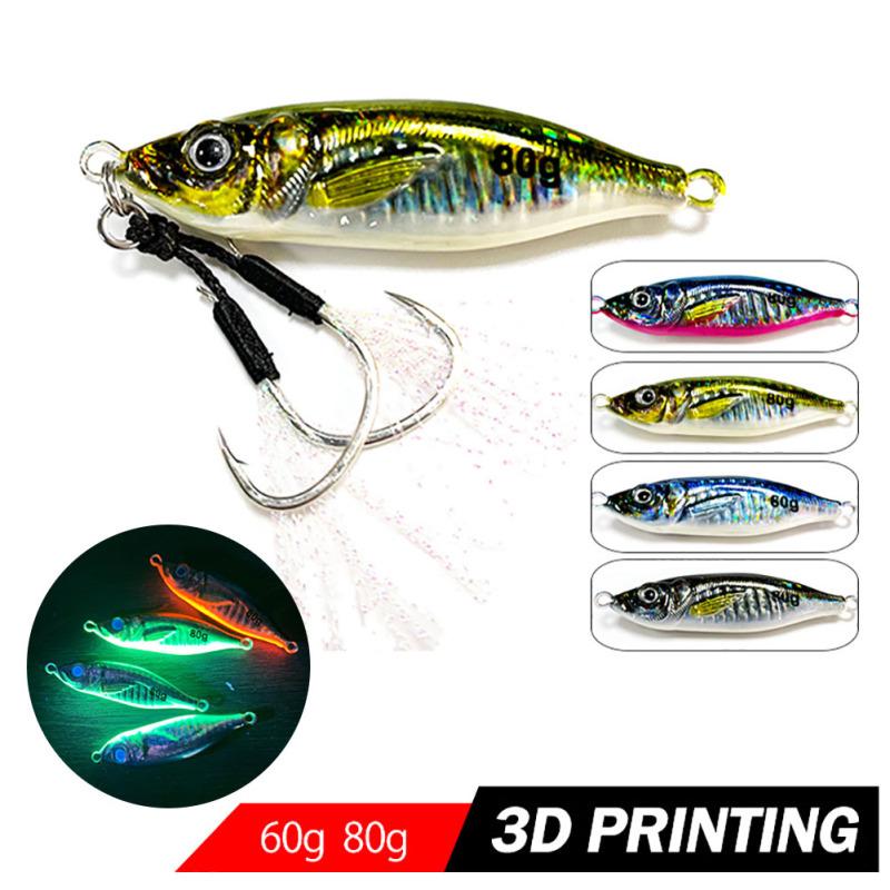 Cheap Uv Luminous Lure Stype Longrange Double Hook Fake Bait 60g 80g
