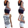 Vest Anchor Stripe Dress Sleeveless Tops Oneck Hooded Sexy Bodycon Mini Dresses