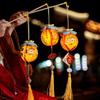 Handmade Lucky Persimmon Lantern with Tassel Spring Festival Lantern  Living Room Decor