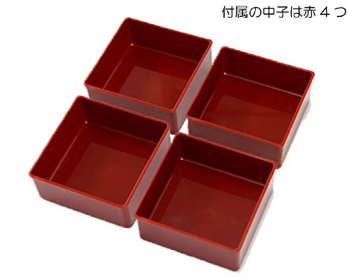 Made In HAKOYA Tatsumiya Square Hors Hyakuka 54275 Japan, 19.5mm Two-Tier D'oeuvre Box, Black, (Flower) Design,