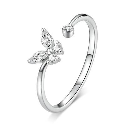 S925 Sterling Silver Adjustable Butterfly Ring - Dreamy, Elegant, and Exquisite Cold Style for Girls