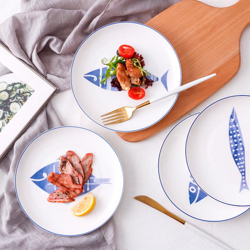 8 Inch Ceramic Dinner Plate White Round Bone China Plate Fruit Dessert Pasta Steak Plate Home Restaurant Porcelain Tableware