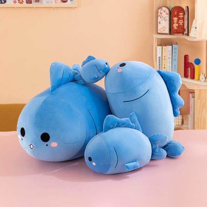 Cute Blue Fish Plush Toy Soft Stuffed Animal Gift For Kids And Teens